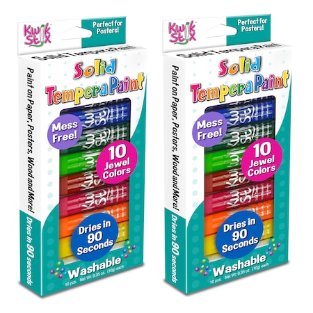 Kwik Stix Solid Tempera Paint, Jewel Tones, 10 Per Set, PK2 678